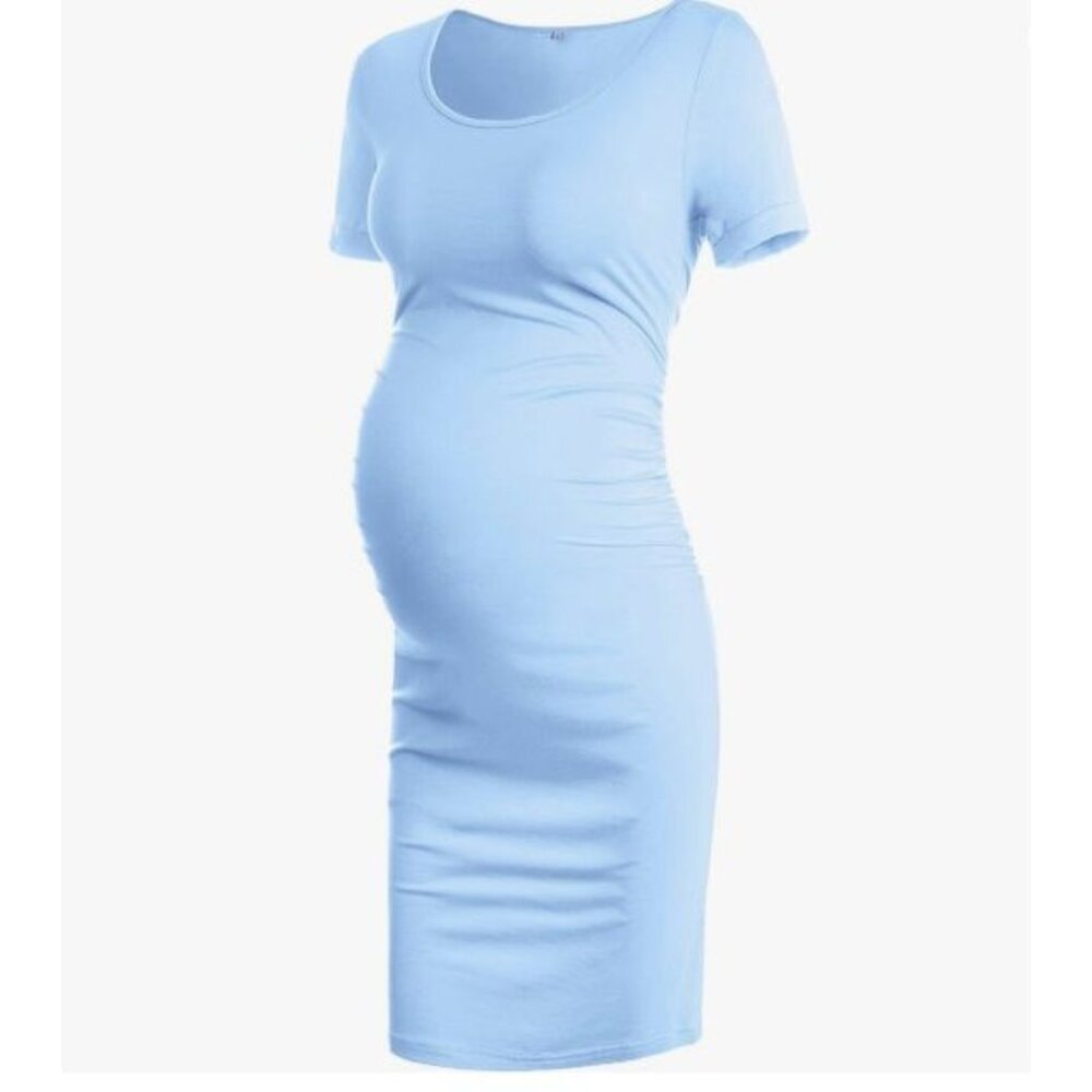 Isabel Maternity Dress SZ XS Short Sleeve Bodycon Baby Shower Gender Reveal NWT